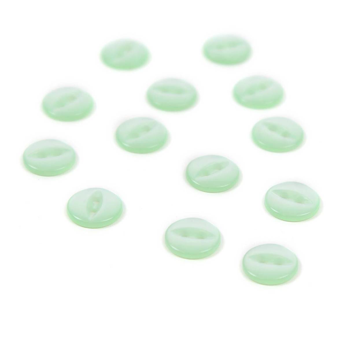 Hemline Light Green Basic Fish Eye Button 13 Pack