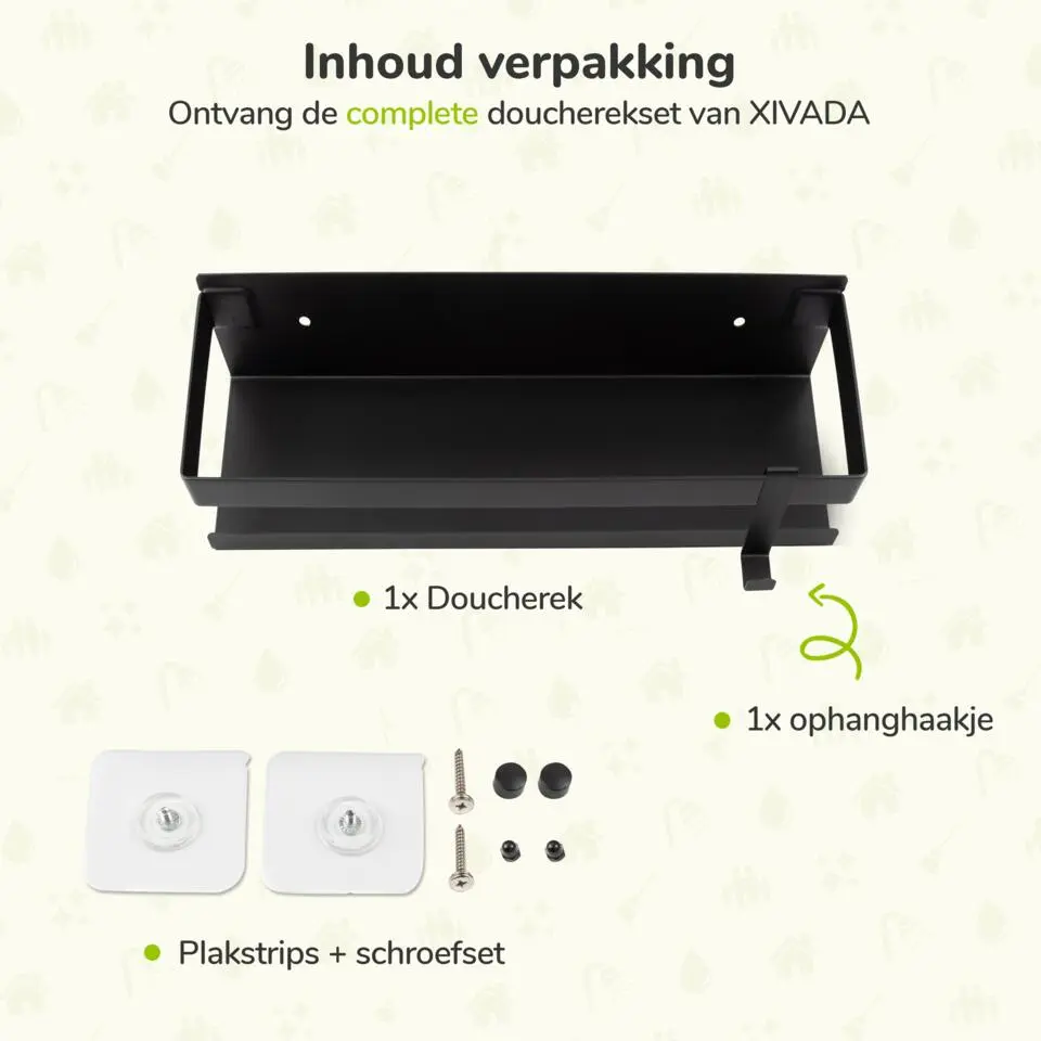 XIVADA Doucherek Teca - Boren - Zelfklevend - Rvs - 30 CM - Zwart