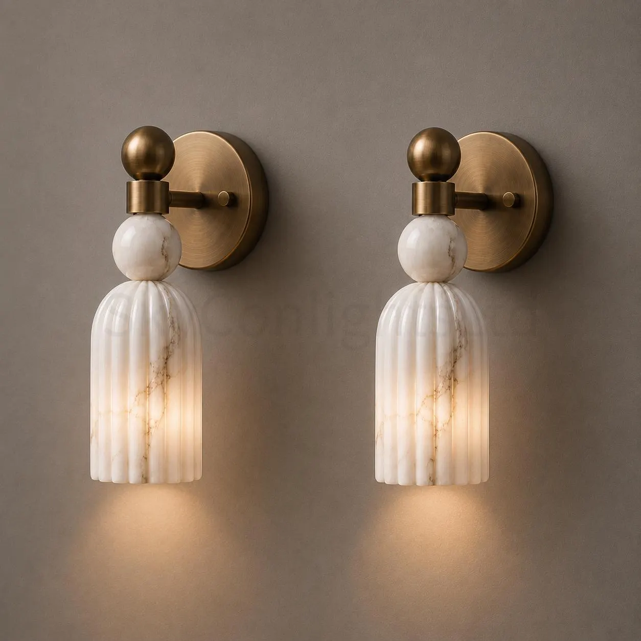 Mid Century Modern Alabaster Wall Sconce, Marble Shade Wall Light, Adjustable Antique Brass Bedside Lamp, Luxury Minimalist Lighting