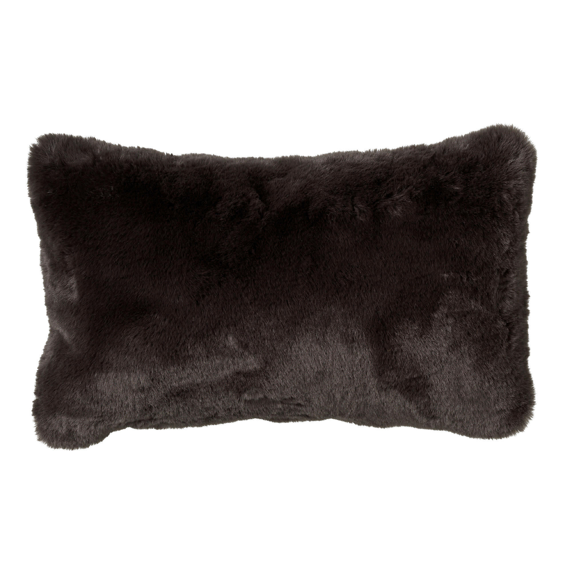 - Housse de coussin noir fausse fourrure-30x50 cm uni