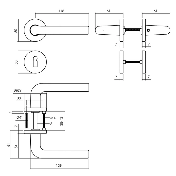 Türdrücker »Derby«, D.52x7 mm BB-Rosetten