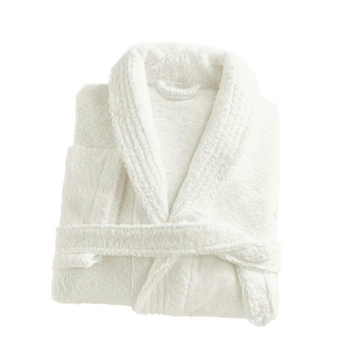 PEIGNOIR CONFORT - Peignoir col chale en coton ivoire s