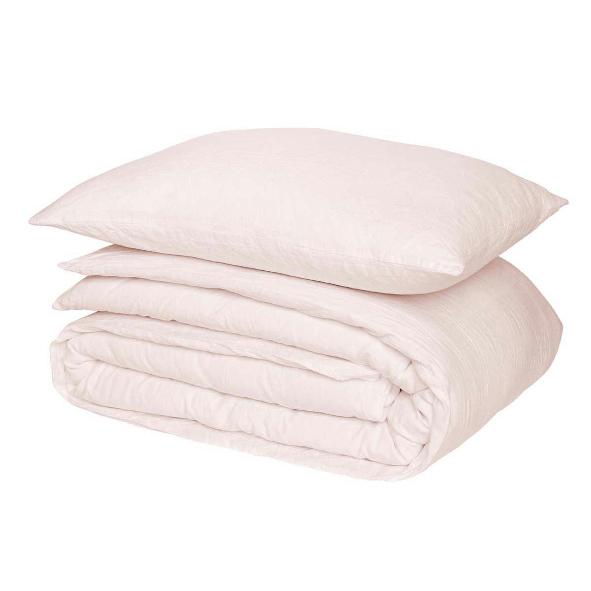 ROSEE - Parure de lit unie en lin rose 260x240