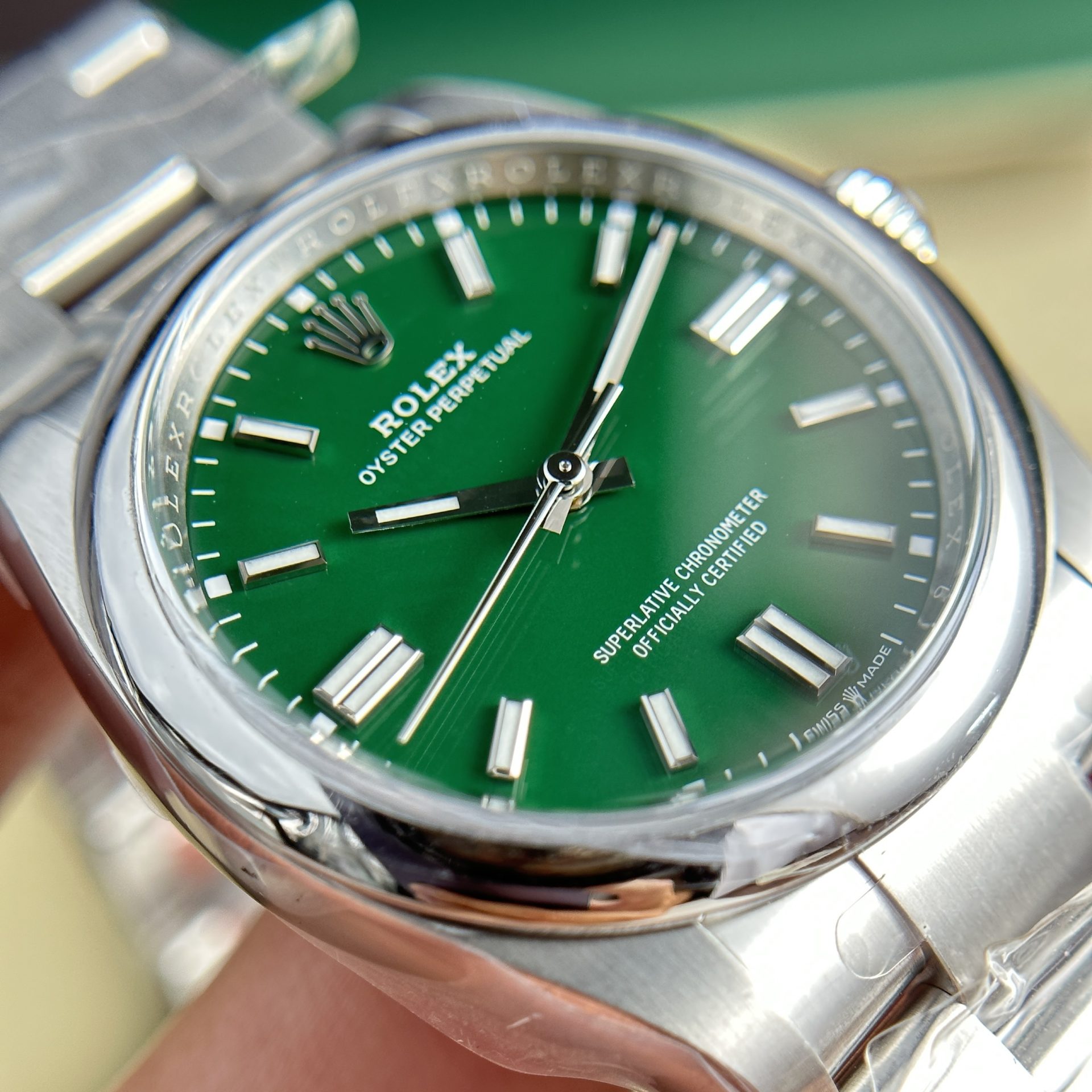 Rolex Oyster Perpetual 126000 904L Steel Green Dial 36mm Oyster Super Clone