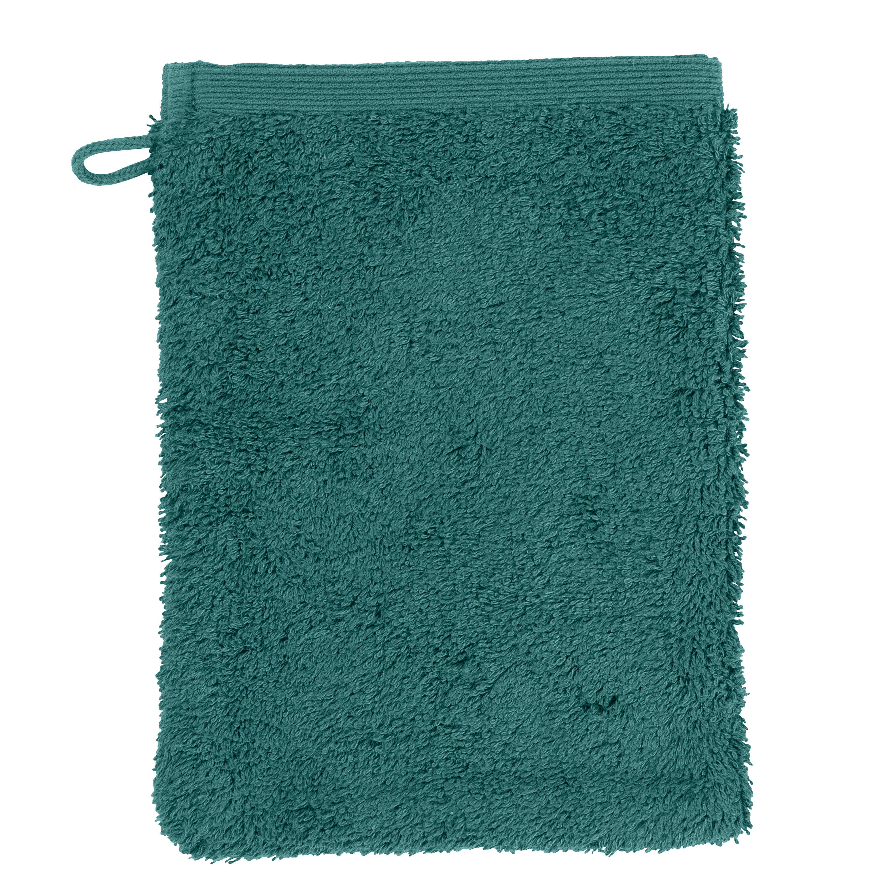CALATHEA - Gant de toilette coton brodé bouclette vert 15x21