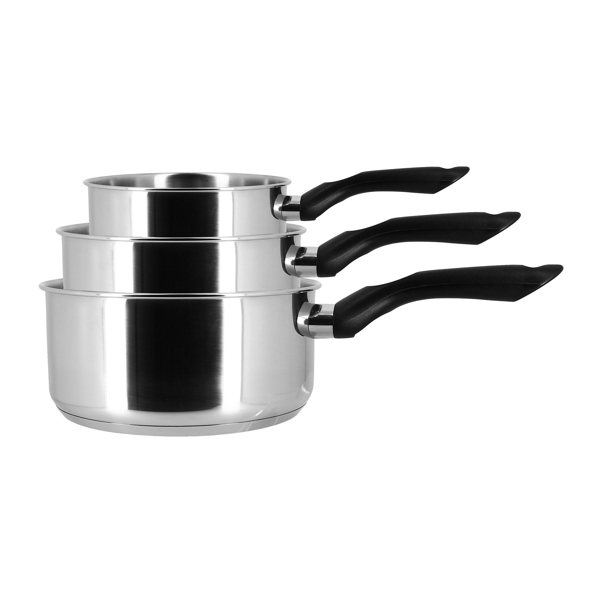HUGUES - Set de 3 casseroles en inox - compatible induction