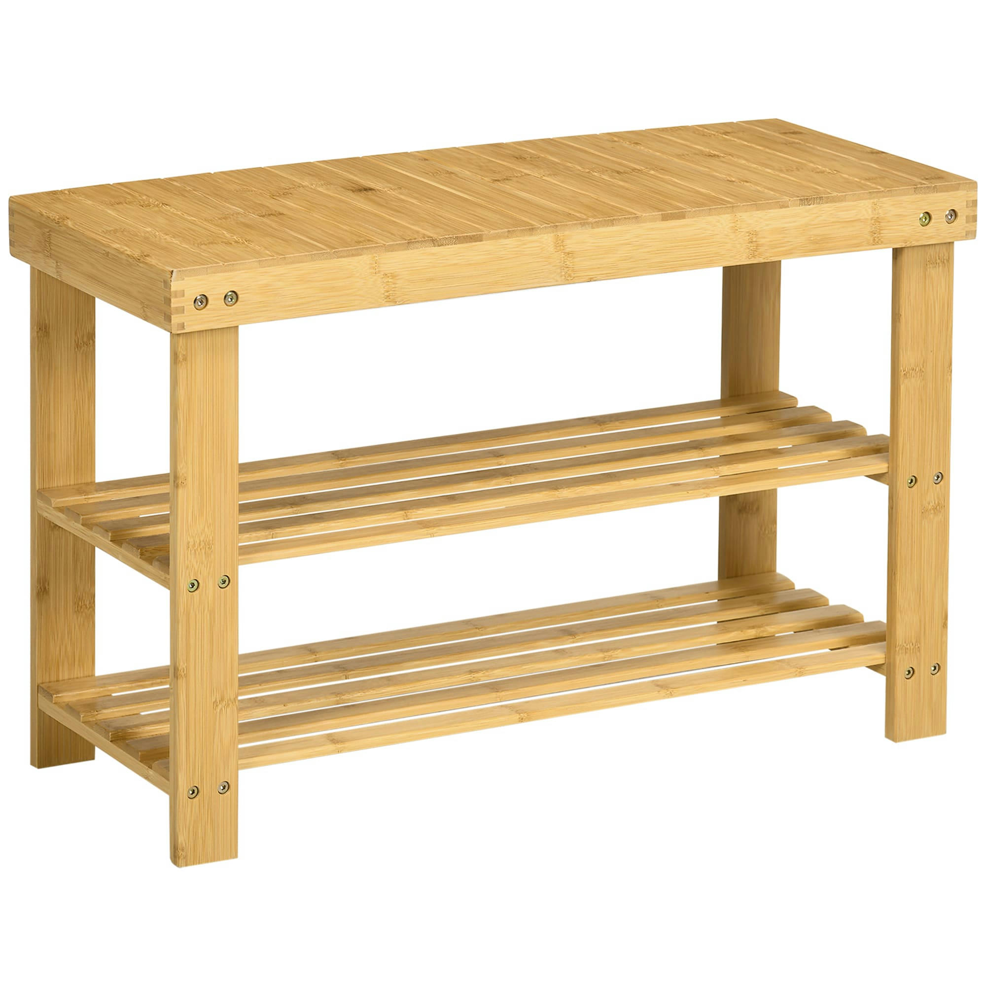 - Banc à chaussures 2 étagères dim. 70L x 28l x 45H cm bois bambou verni