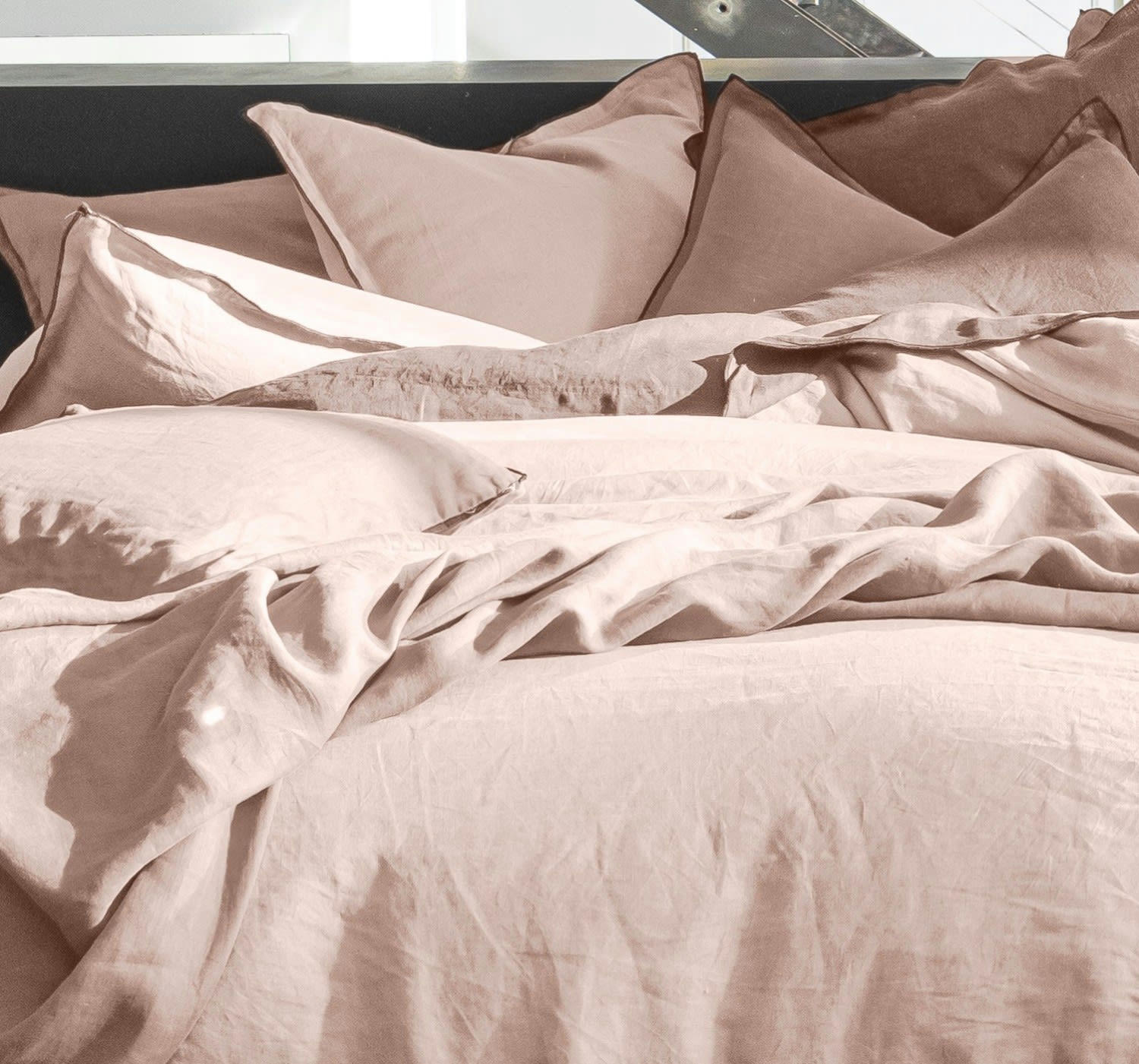 ROSE - Housse de couette lin lave rose 220x240 cm