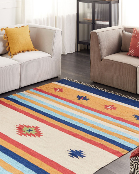 Dywan bawełniany kilim 200 x 300 cm wielokolorowy