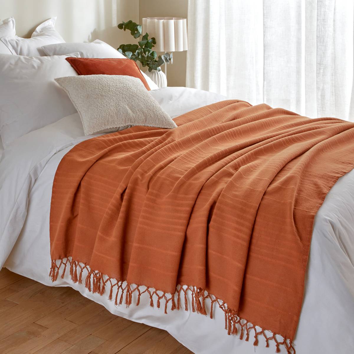 Bed Throw "Anjali" Terracotta, 220x160 cm