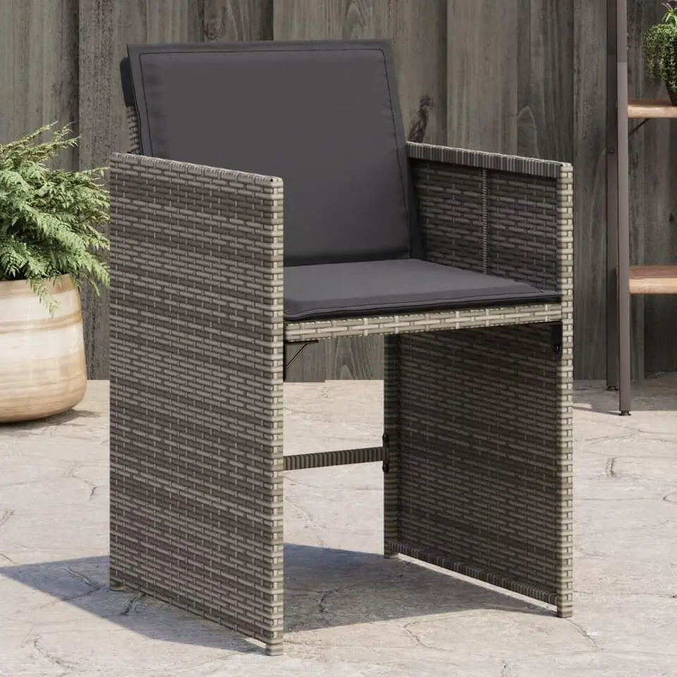 vidaXL - Tuinstoelen - Kussens - Grijs - Poly rattan - 4 stuks