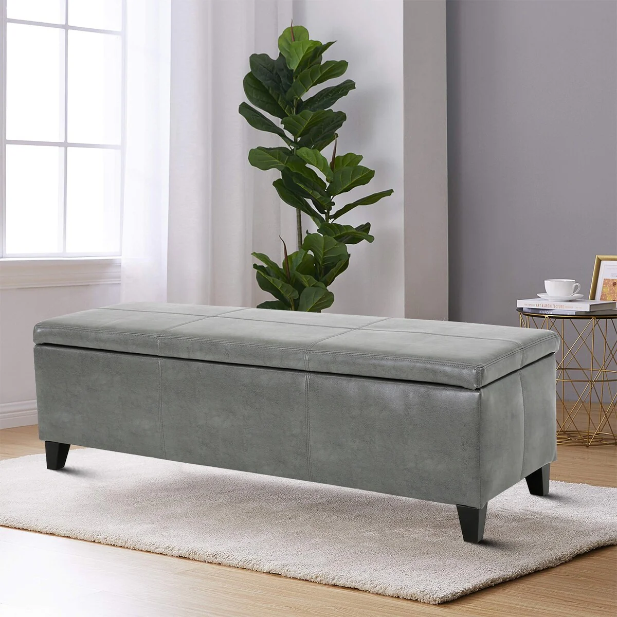 Contemporary Minimalist Design Upholstered Storage Bench
