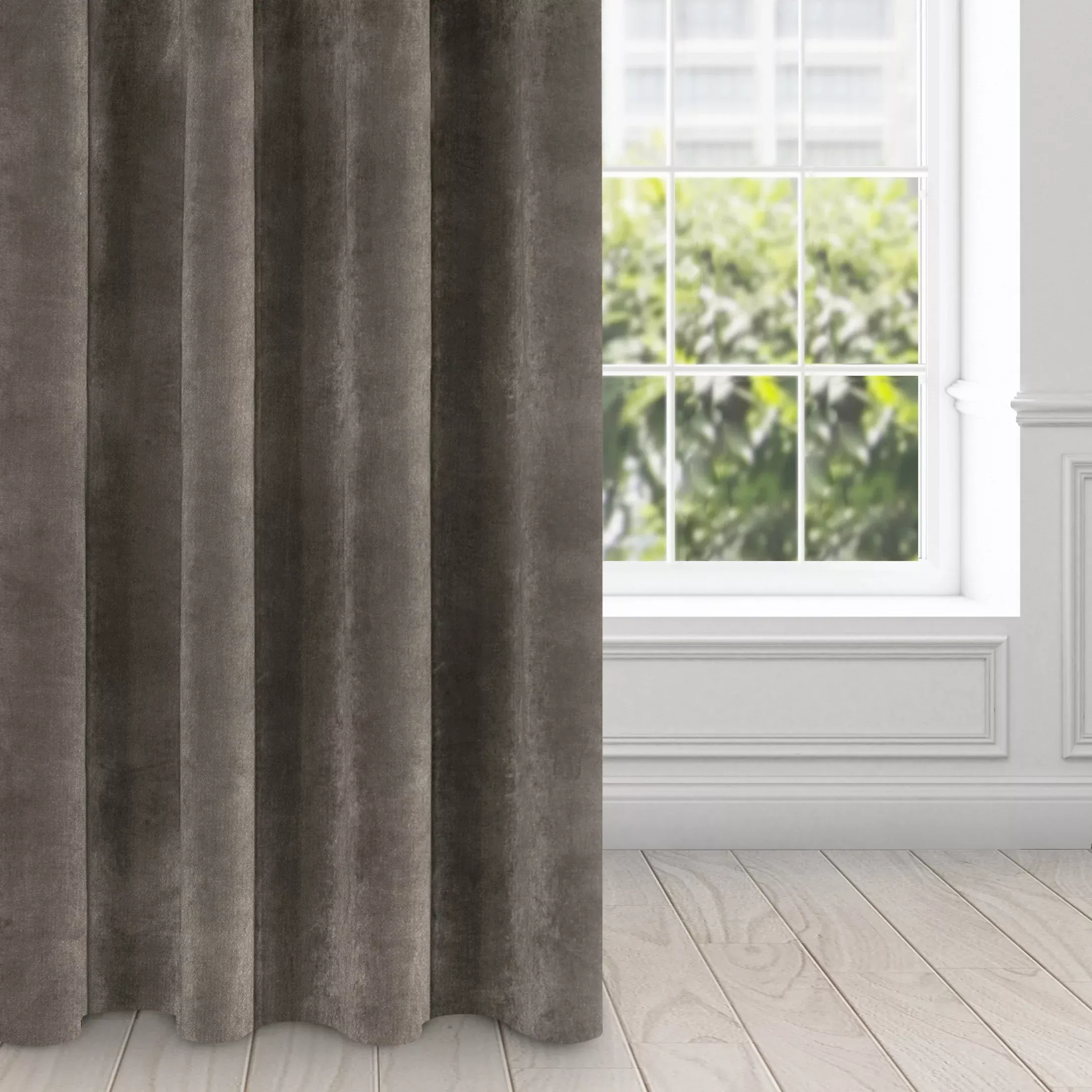 Zasłona grafitowa z ekskluzywnego aksamitnego welwetu 290 g/m2 140x250 cm 10 szt. przelotek -RIA - Diva Line