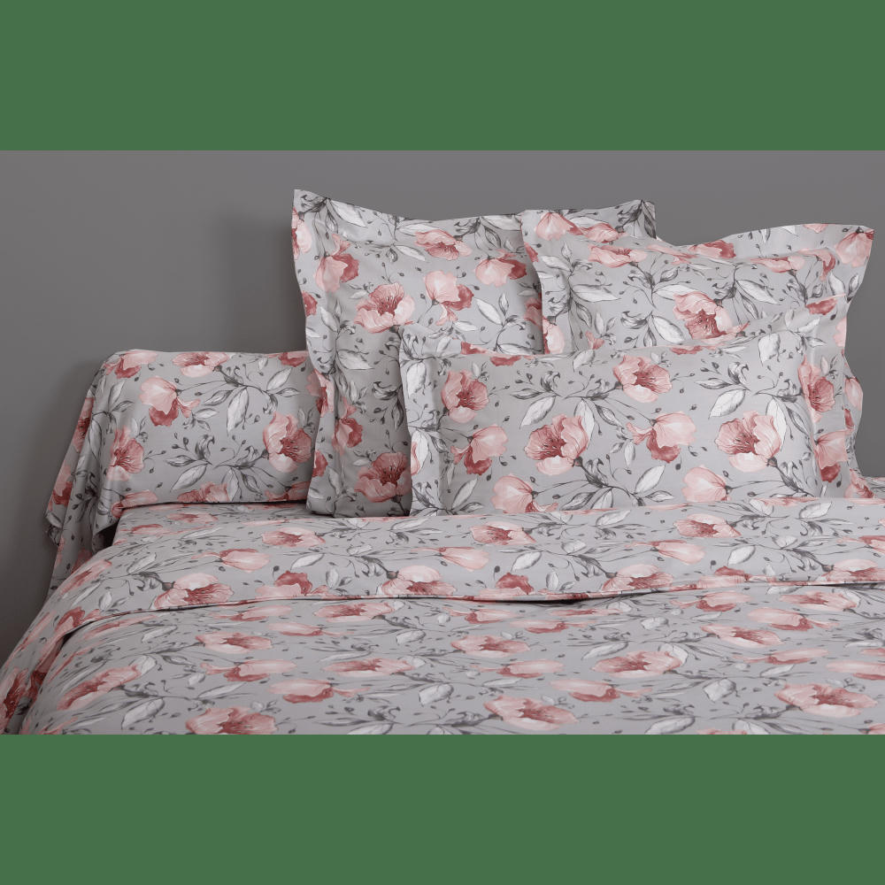 FLORAL SATIN - Parure de lit 3 pc en satin de coton 200x200cm+2TO 63x63cm imprimé