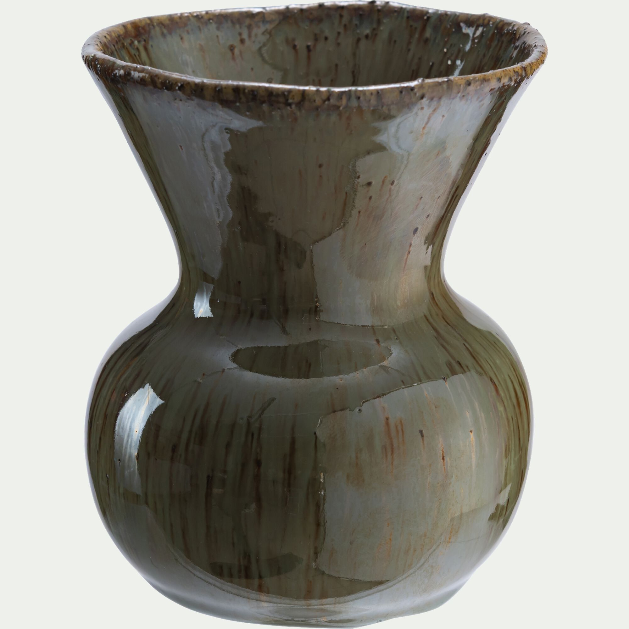 SOMLA - Vase déco en faïence H13cm - vert