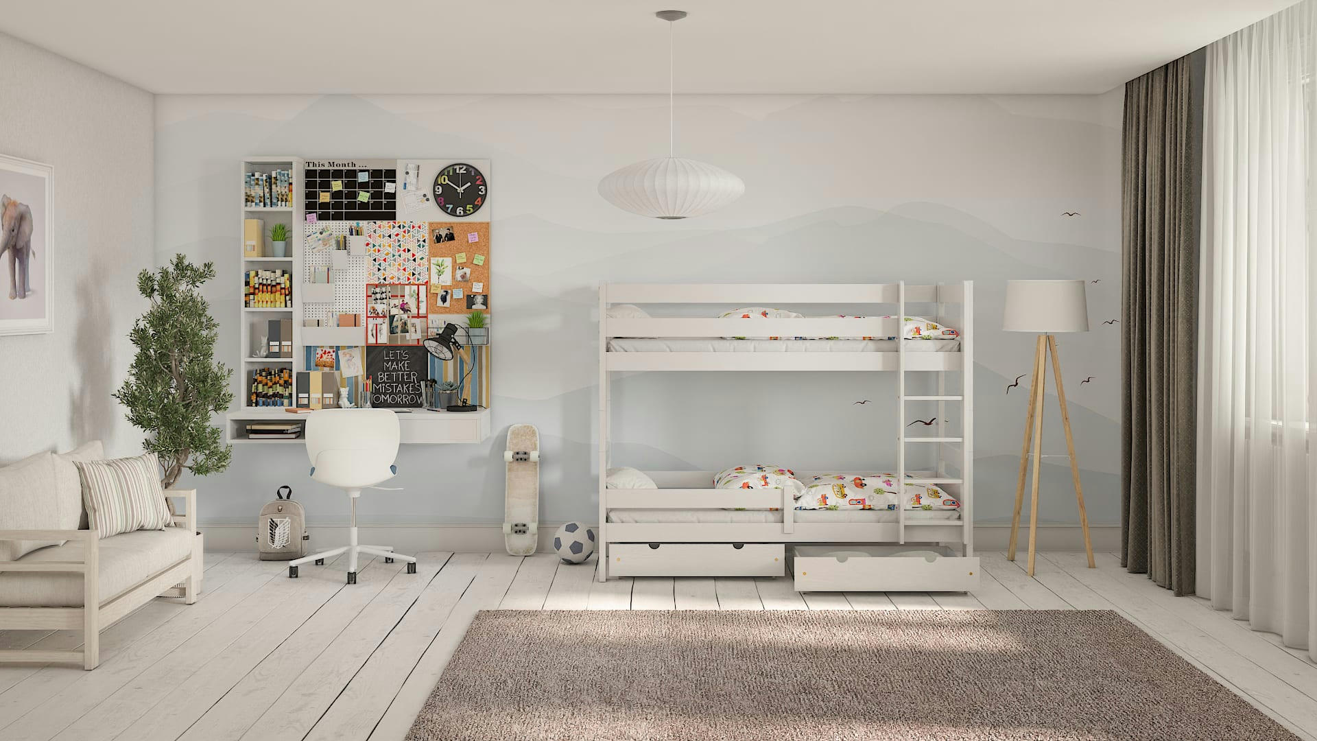 - Lit superposé en pin massif 200x90 blanc