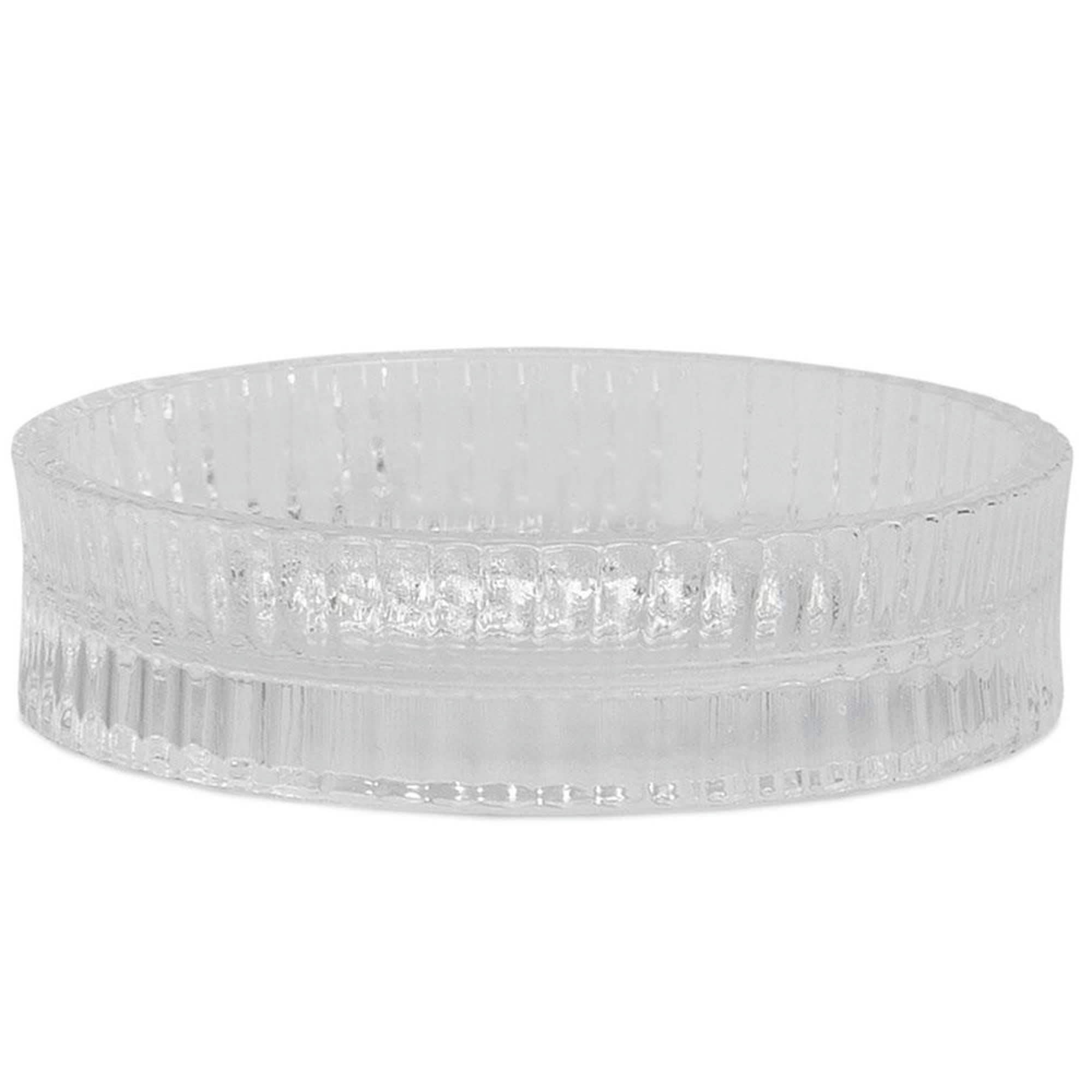 - Porte savon rond en verre strié 11x11x3cm