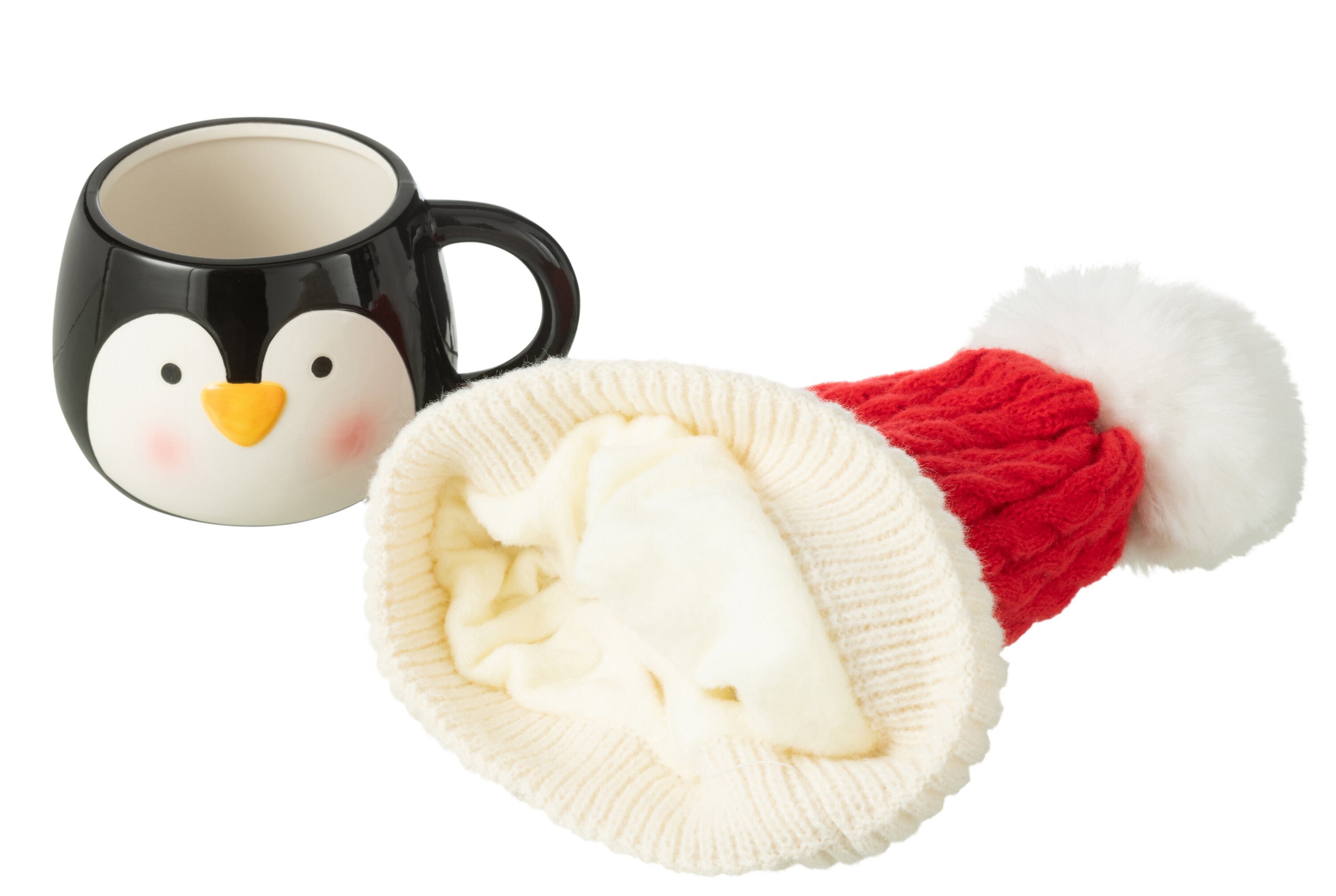J-Line mok   muts Pinguin - keramiek - mix - giftbox