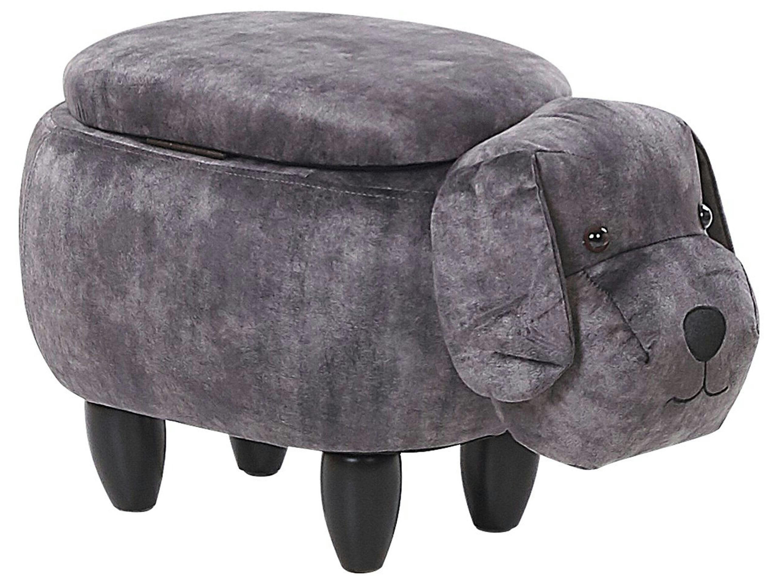 DOGGY - Tabouret enfant en velours gris foncé