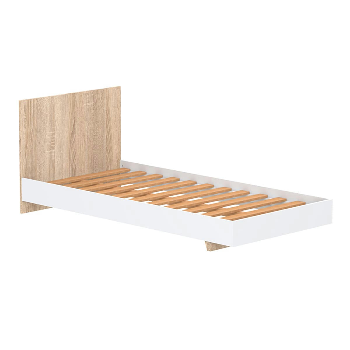- Lit 90x190 sommier inclus cora blanc et naturel blanchi