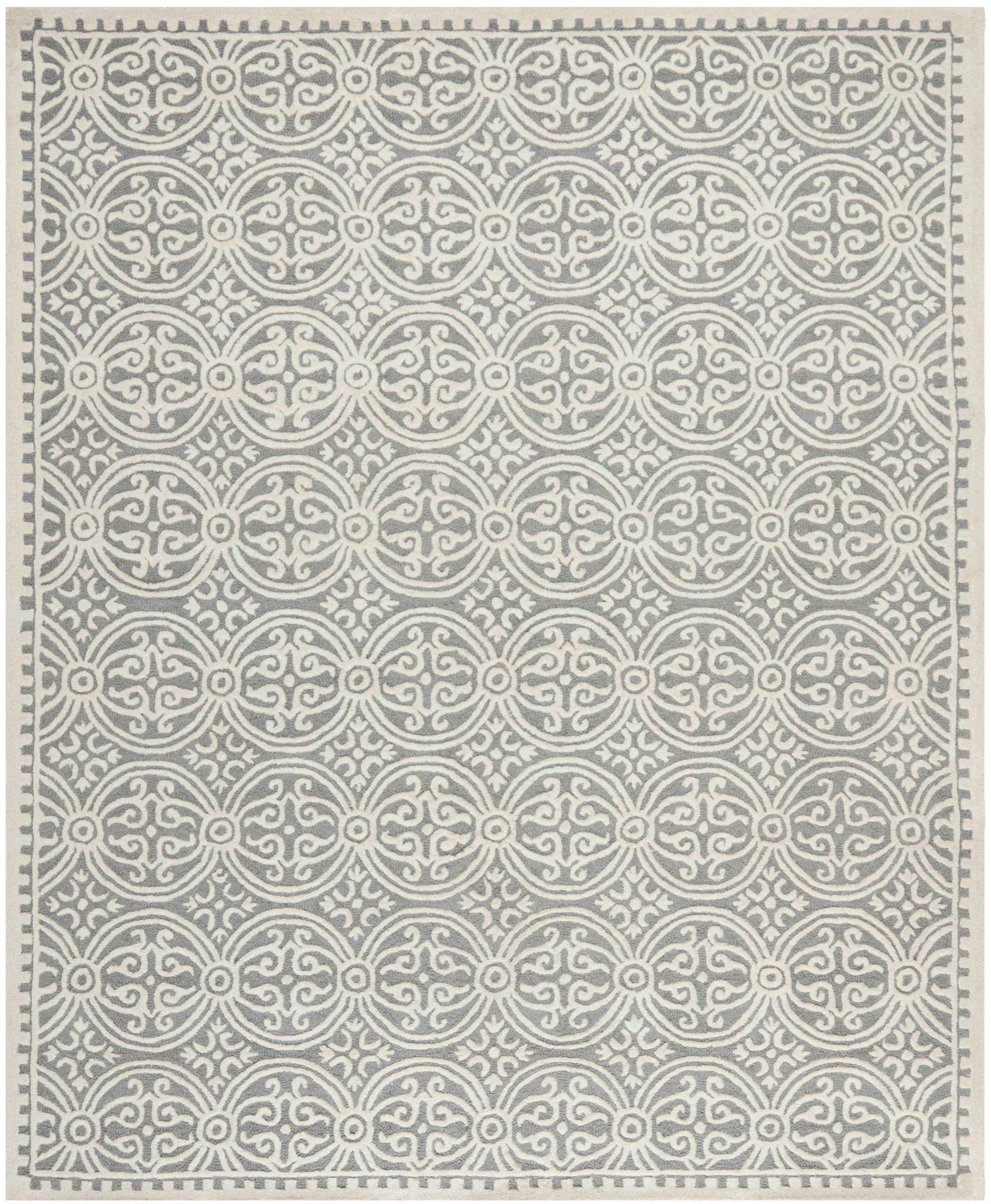 CAMBRIDGE - Tapis de salon interieur en argent & ivoire, 122 x 183 cm