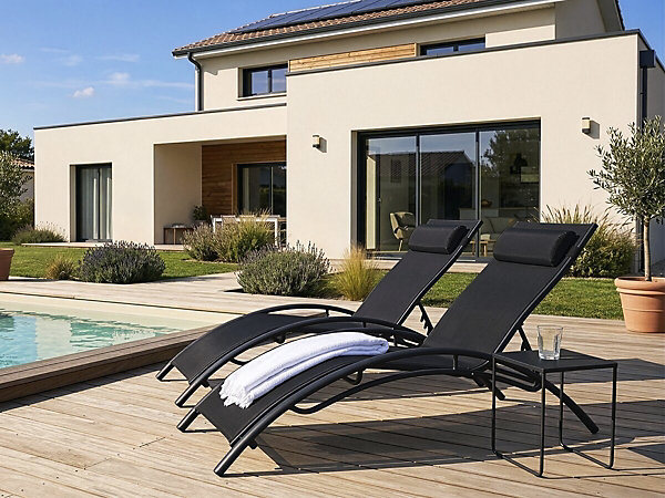 Lot de 2 bains de soleil en aluminium Beauty 