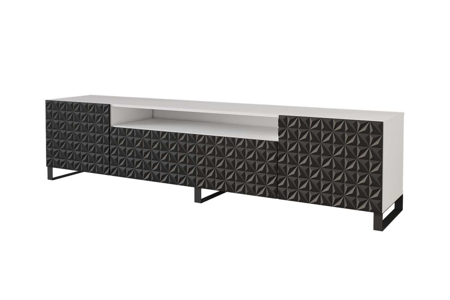 Szafka RTV z frezowanymi frontami stojąca VIRA-S - 200x53x41 cm - Czarny