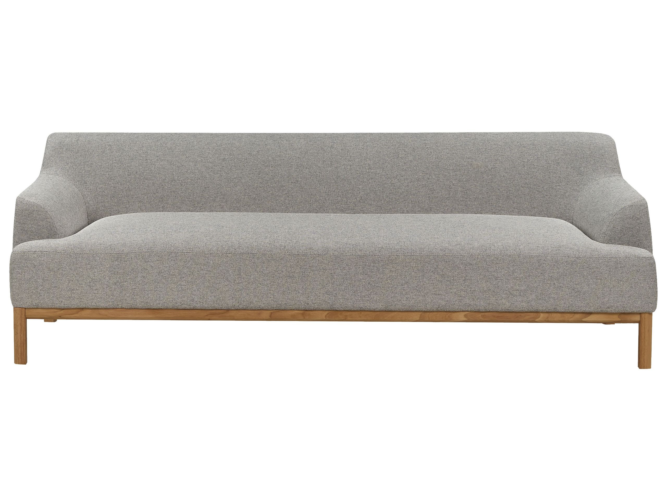 Sofa 3-osobowa tapicerowana drewno nogi szara