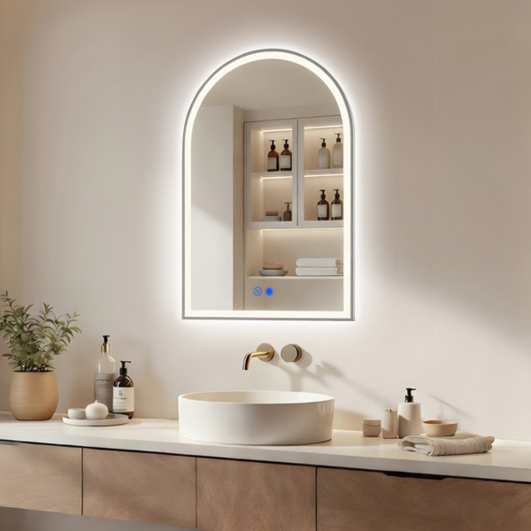 Lustro łazienkowe 60x90 srebro szczotkowane LED dotyk   mata portal