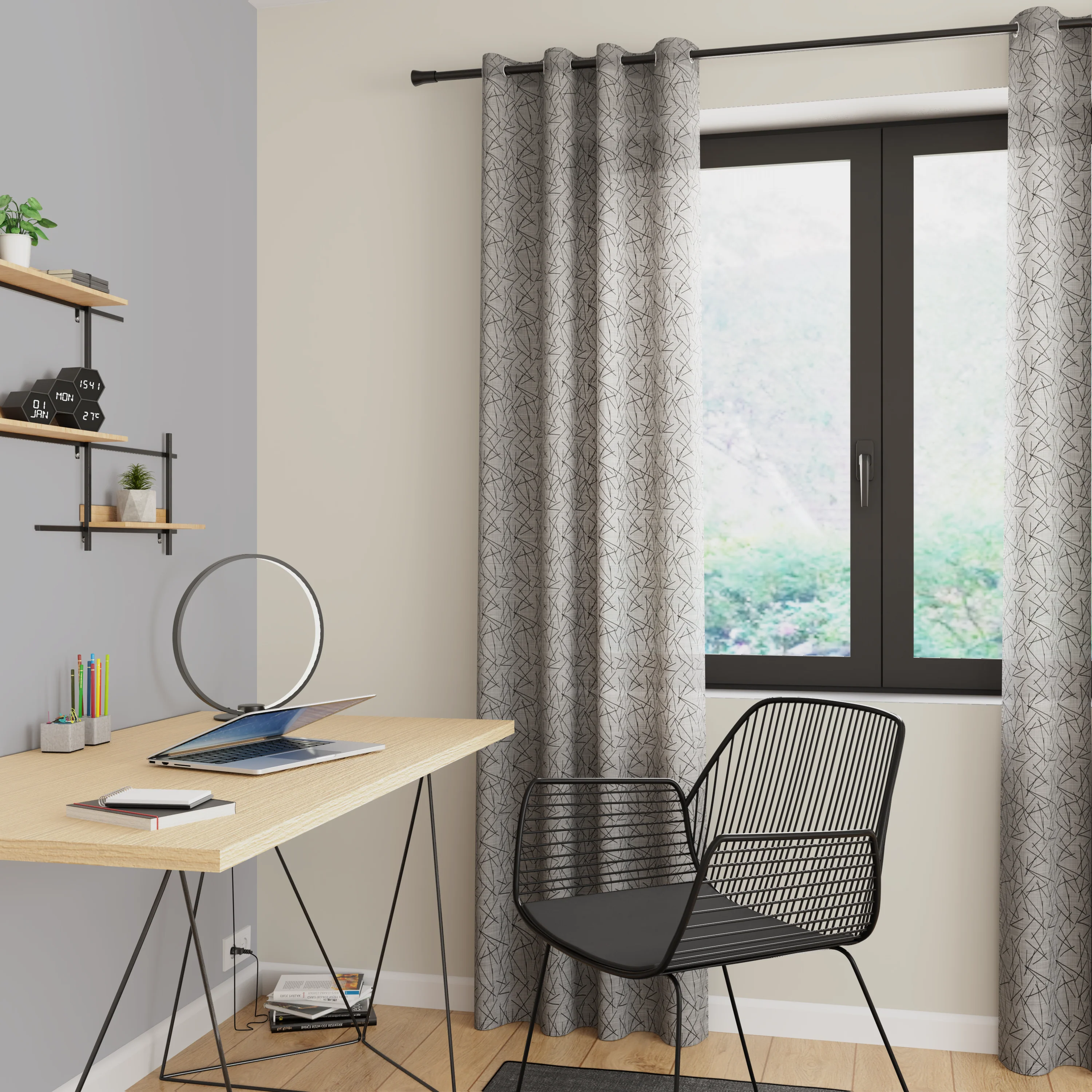 4MURS Voilage HALO coloris gris 140 x 240 cm
