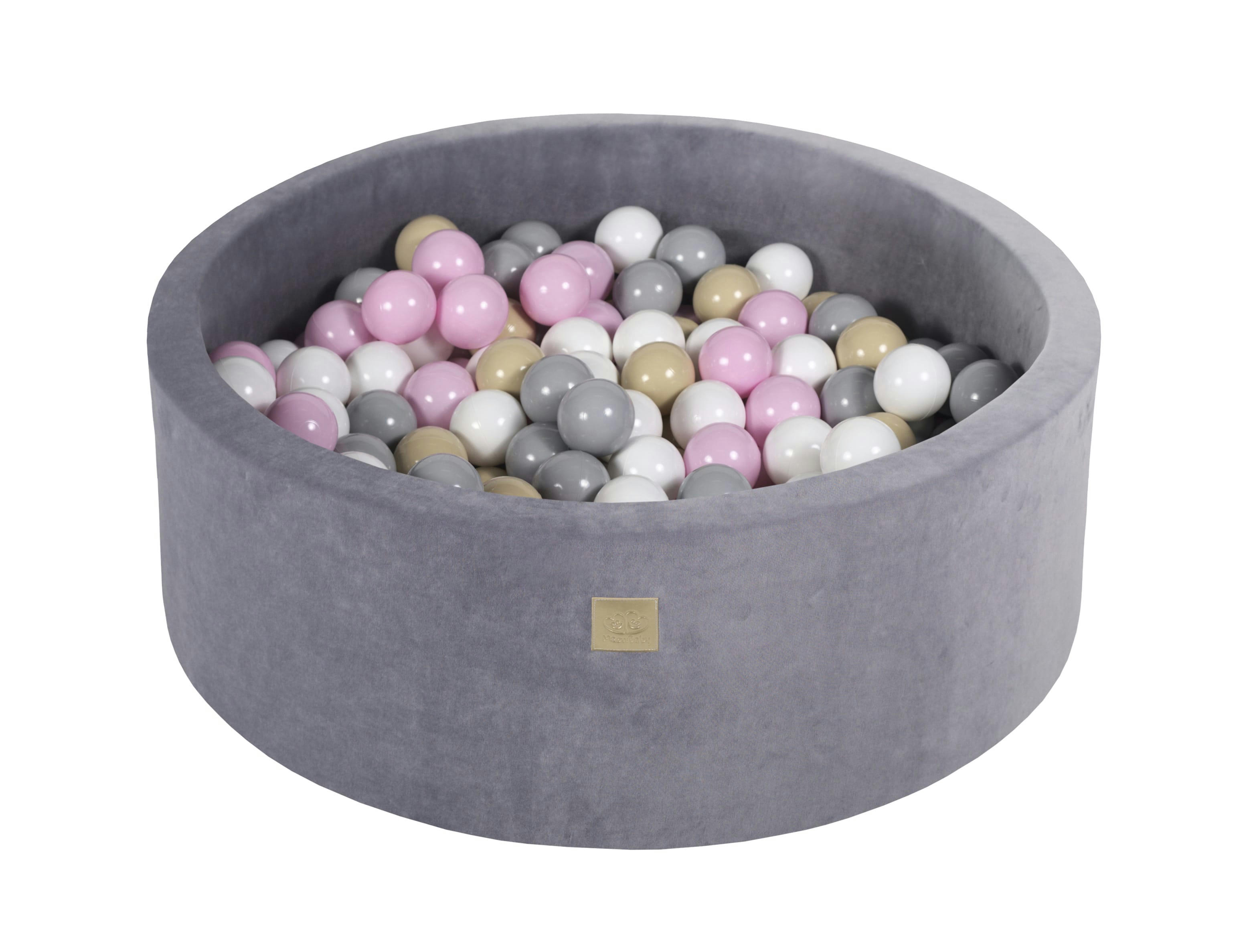 - Piscine Velours 90x30cm 200 balles Acier: Rose pastel/Blanc/Gris/Beige