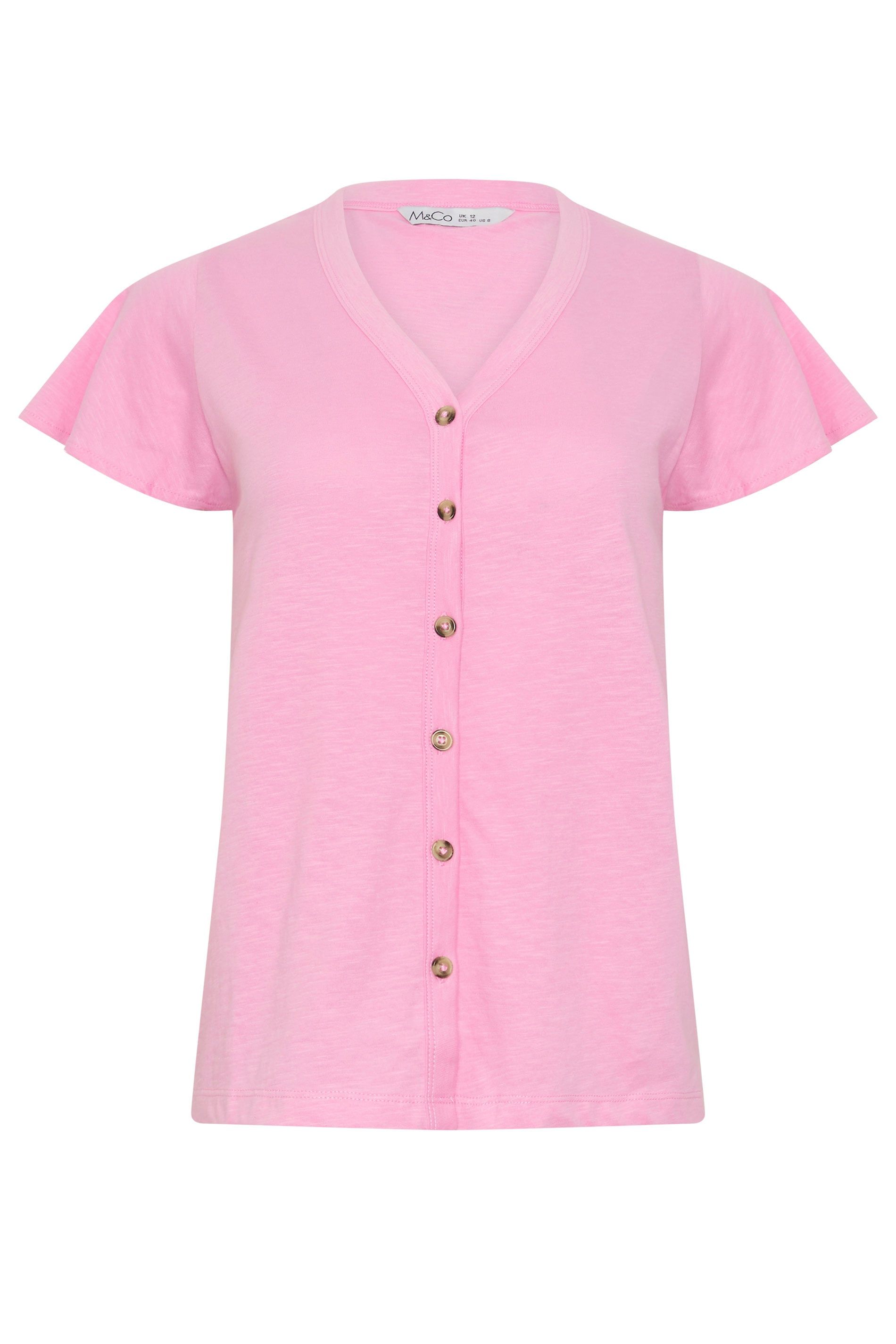 M&Co Cotton Frill Sleeve Blouse