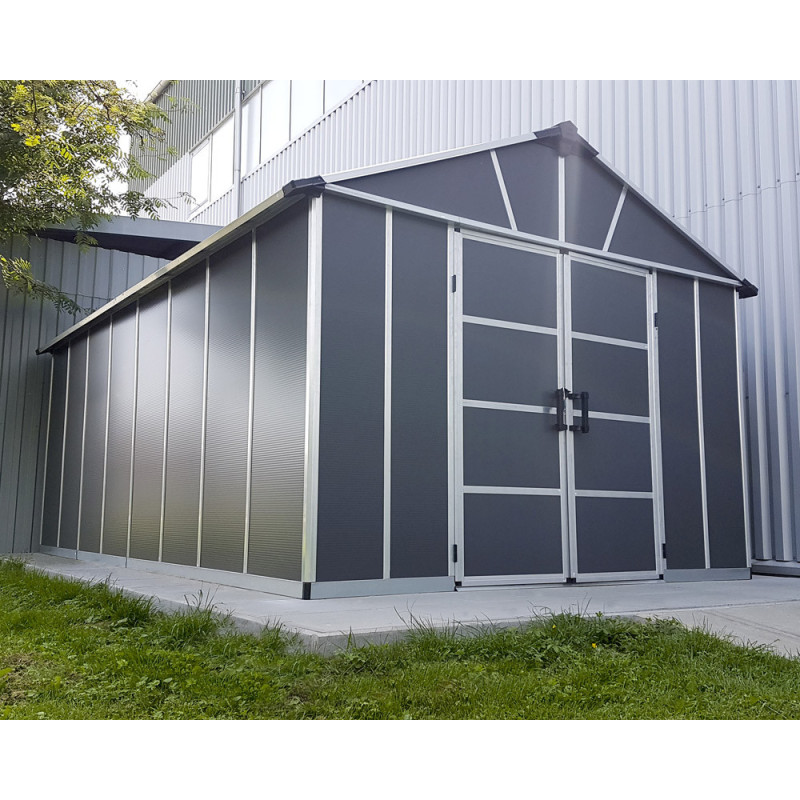 Abri de jardin en résine Yukon gris 3,32 x 5,19 x 2,52 m CANOPIA