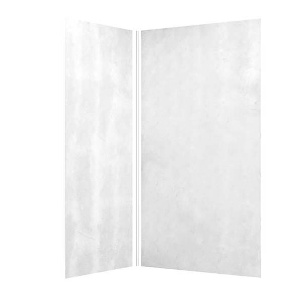 Pack de 2 panneaux muraux de salle de bains, blanc effet pierre avec profilés chromés, l.120 90 x H.210 x P.0,3 cm, Galedo Homestone