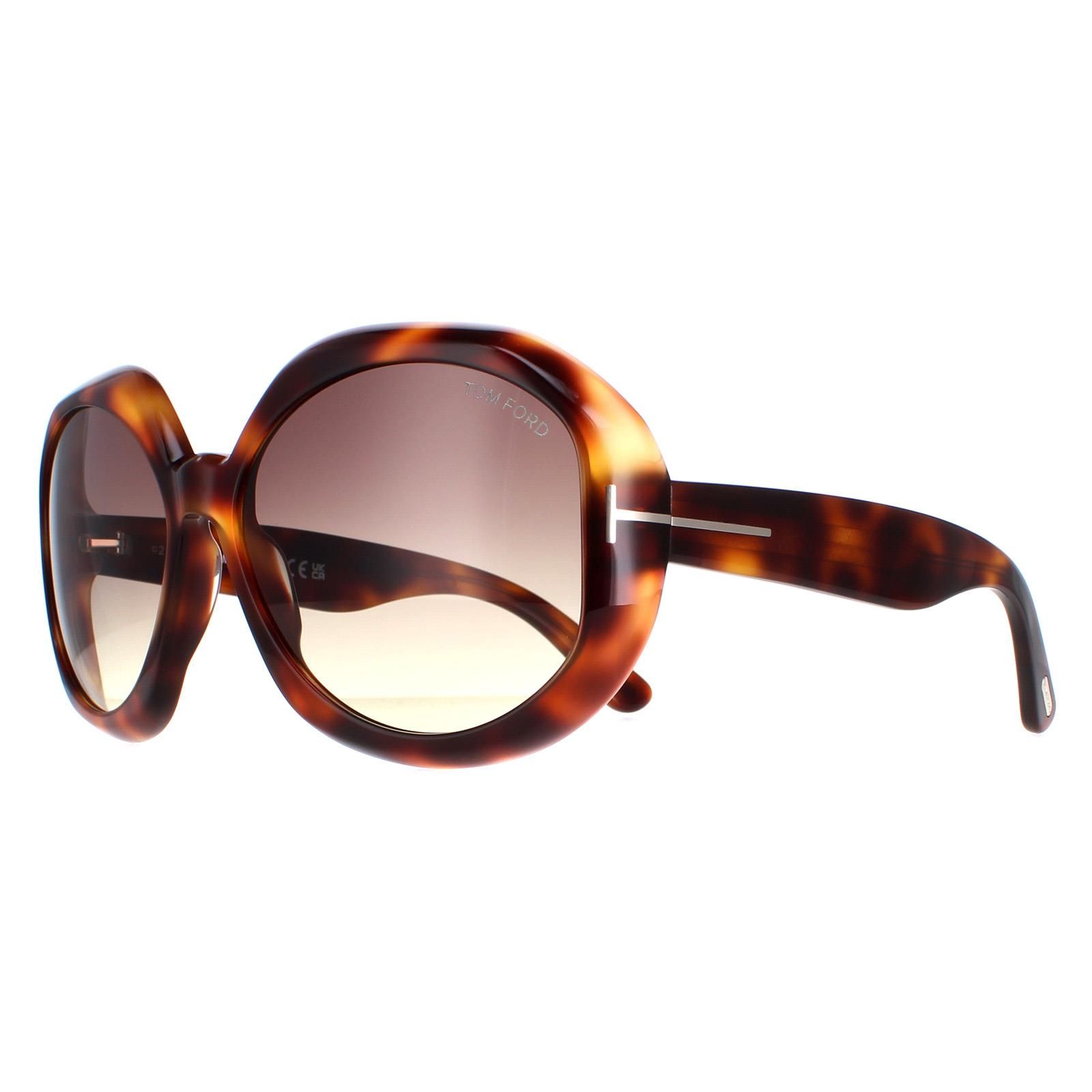 Tom Ford Round Dark Havana Smoke Gradient Georgia 02 FT1011