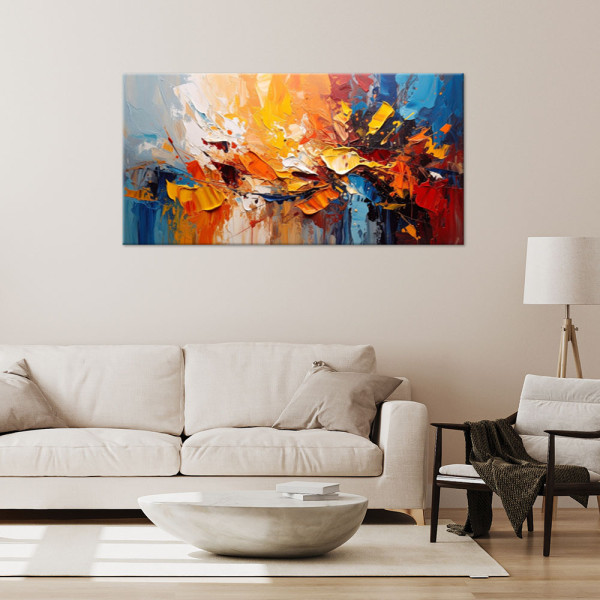Obraz do salonu, Kolorowa Abstrakcja imitacja farby olejnej 80x40