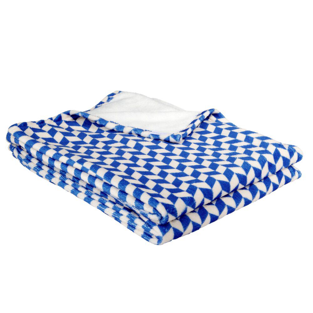 Plaid motif chevrons bicolore 130x160cm (2 modèles jaune ou bleu)