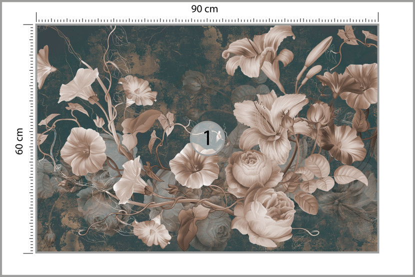 Fototapeta Kwiaty W Stylu Retro Mural Abstrakcja 90x60cm
