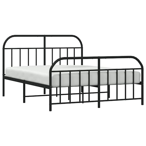 NNEVL Metal Bed Frame with Headboard and Footboard Black 183x203 cm King