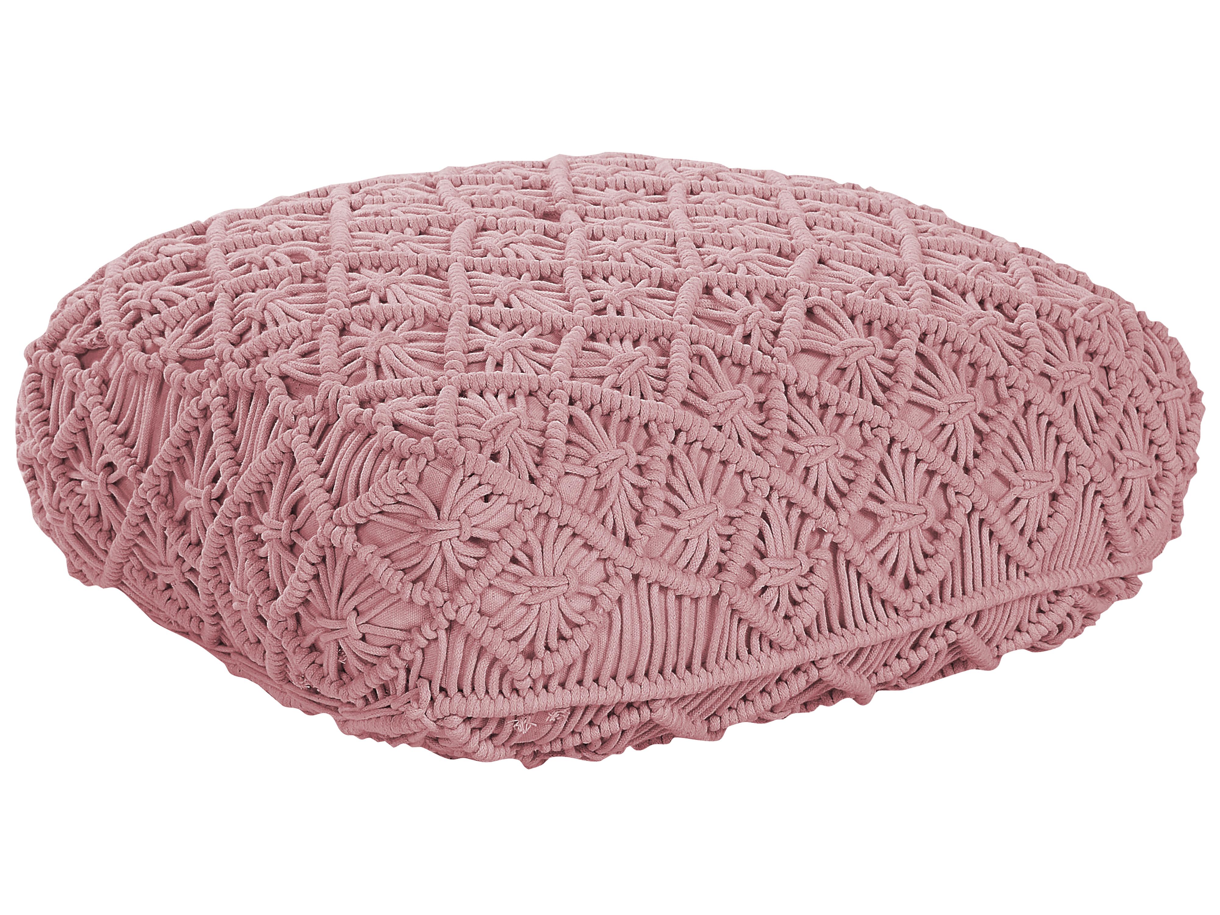 Pouffe Macram�� BERRECHID Cotton Pink