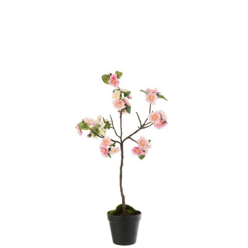 FLEURS - Arbre en fleurs plastique rose/marron H50cm
