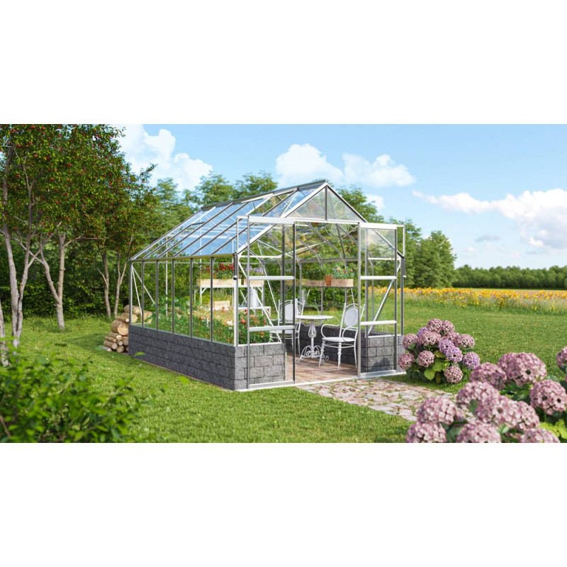 Serre en verre Cassandra aluminium anodisé 9,9 m² VITAVIA