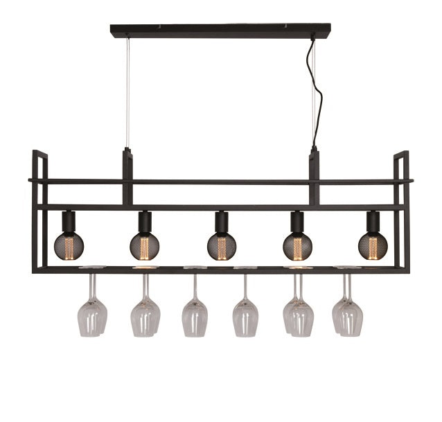 Freelight Freelight Hanglamp Barista Zwart 120cm 5 Lichts E27