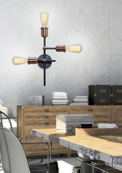 Lampa sufitowa czarna KIRIMU 3xE27x60W wym: 13x39x25 cm Candellux