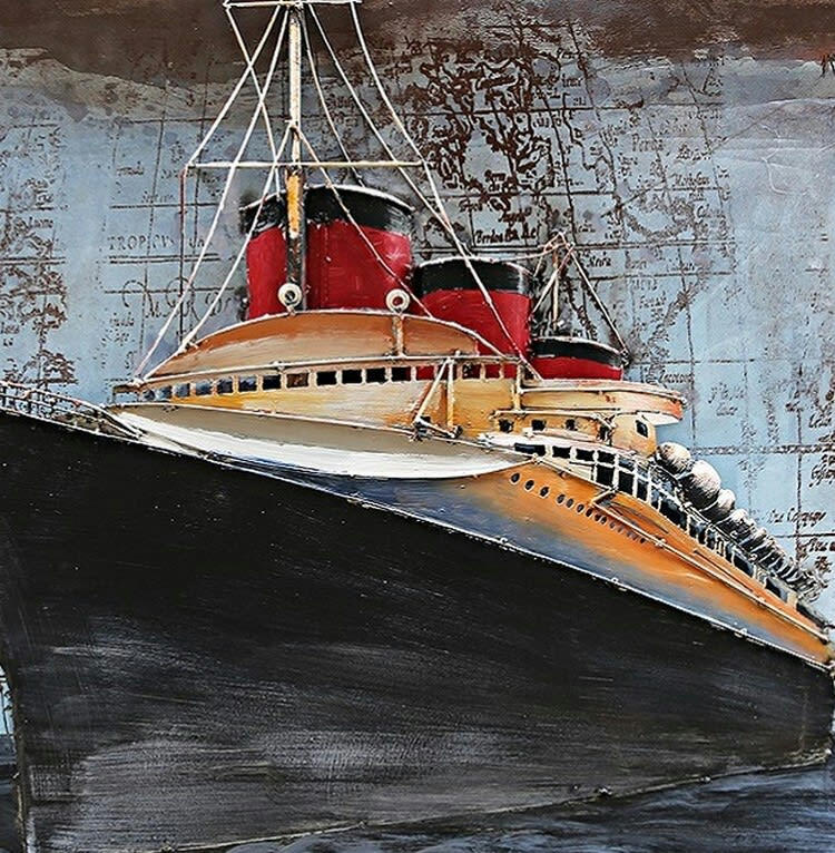 MÉTAL BRASS - Tableau relief en métal queen mary 120x80