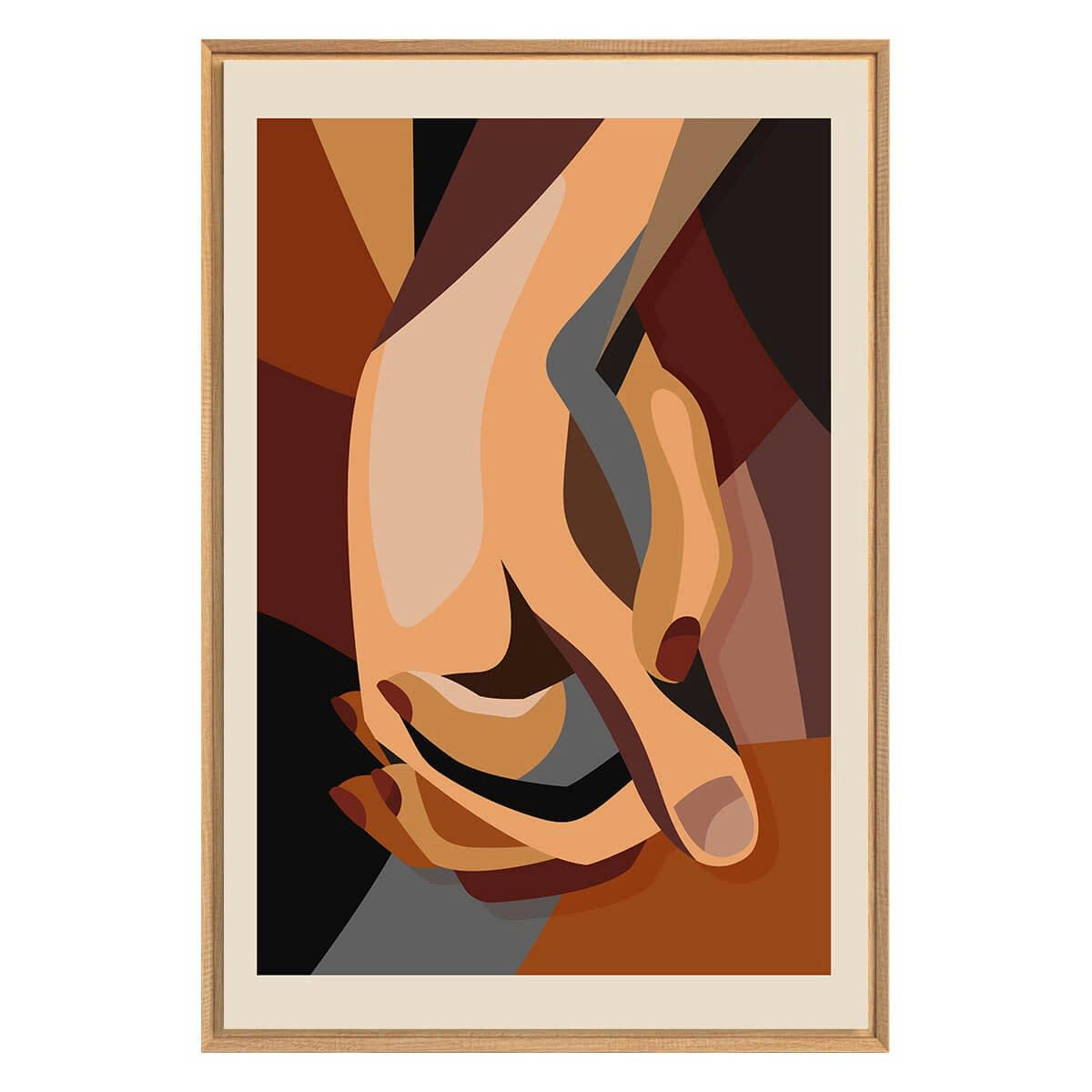 ABSTRAIT - Tableau mural encadré mains enlacées 65x97 cm