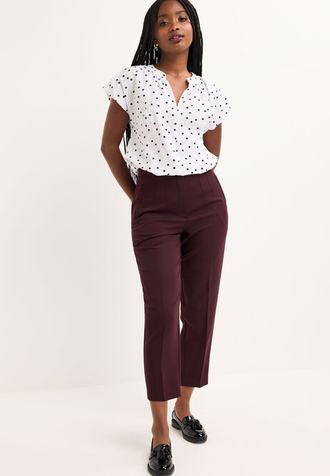 Womens White Polka Dot Shell Top