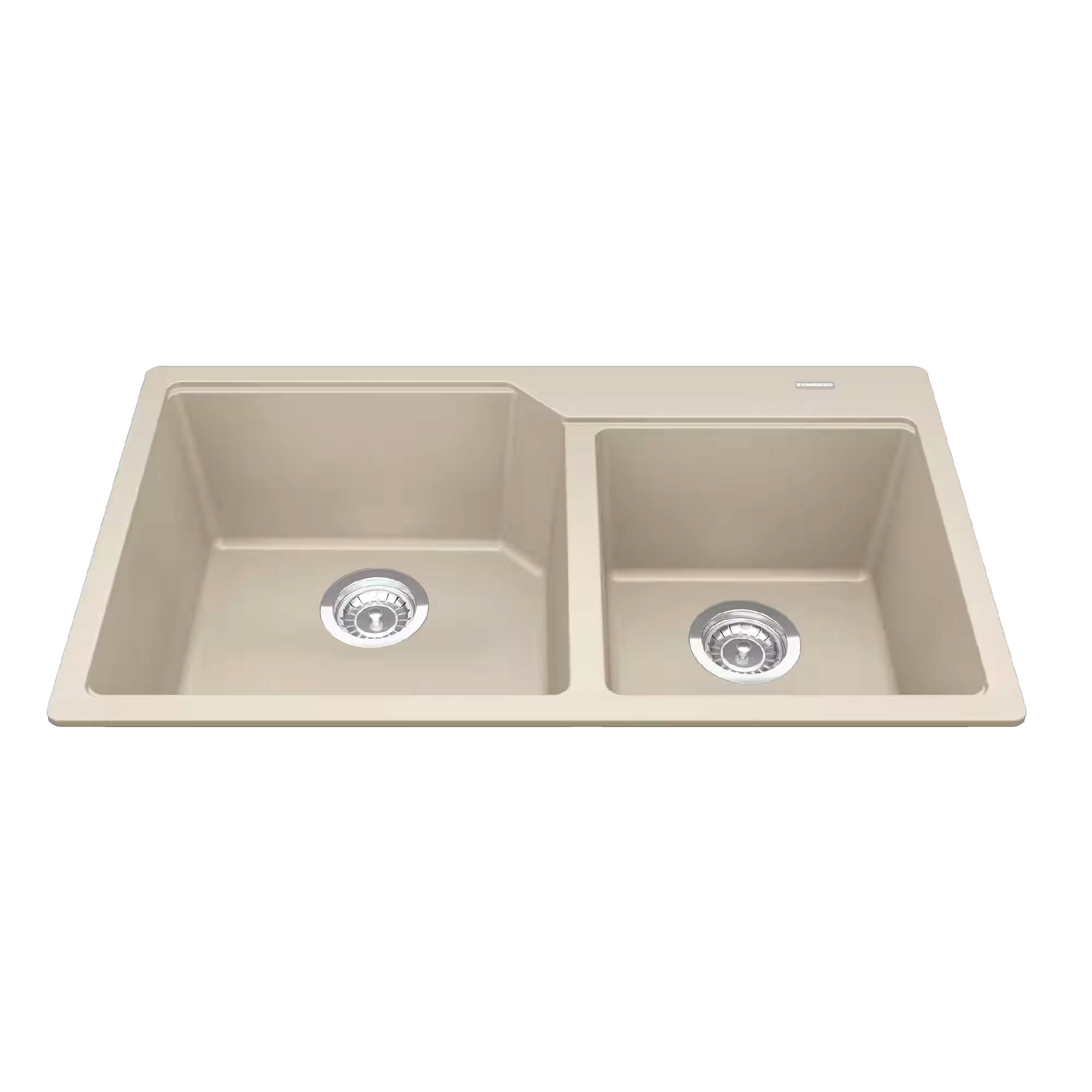 Kindred Urban Drop In Granite Double Bowl Kitchen Sink, 33.88-in x 19.69-in x 9.06-in, Champagne