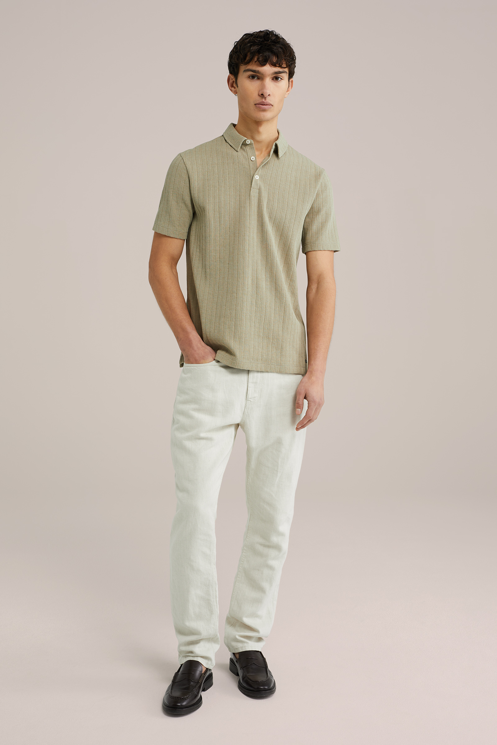 Heren Slim fit polo met structuur