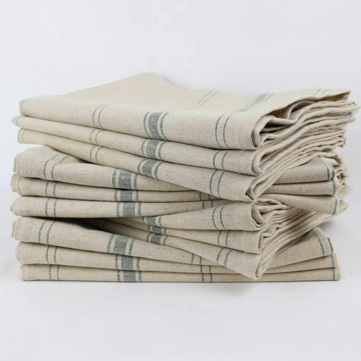 BRASSERIE - Lot de 12 Torchons en Lin Vert